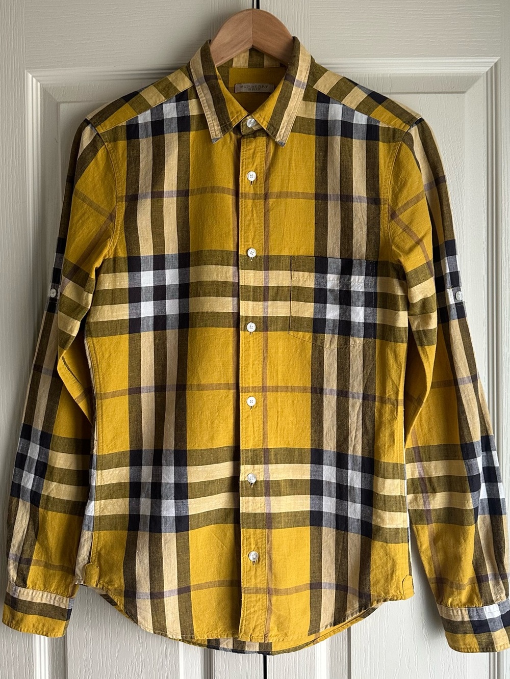 Authentic Burberry Brit Check Cotton Linen Long Sleeve Shirt